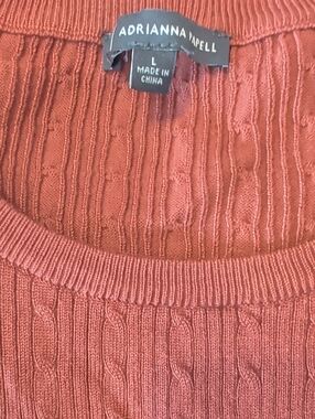 🌸 ADRIANNA PAPELL PUFF SLEEVE CABLE KNOT SWEATER RUST L